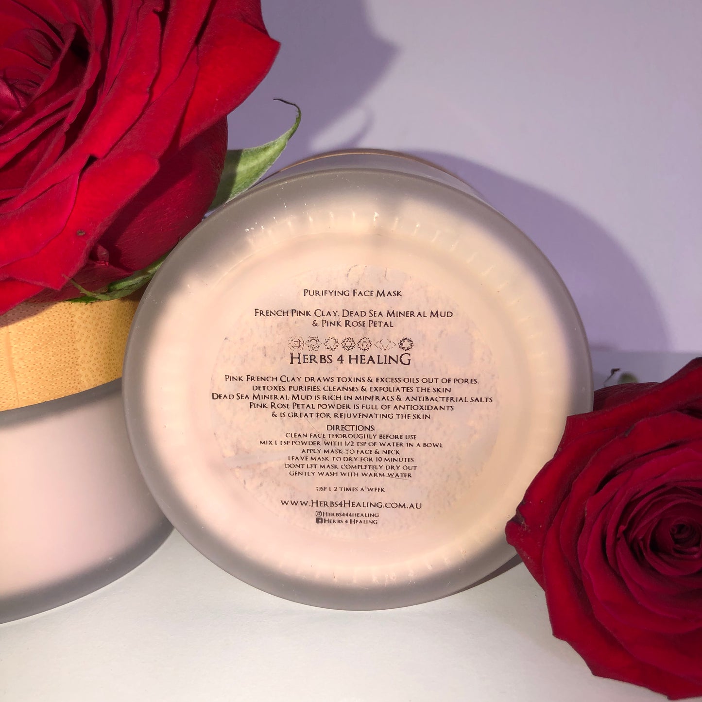 Organic Face Mask - Pink French Clay, Dead Sea Mud & Pink Rose Petal Powder